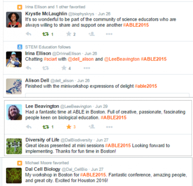 able 2015, biology, teachers, tweets,